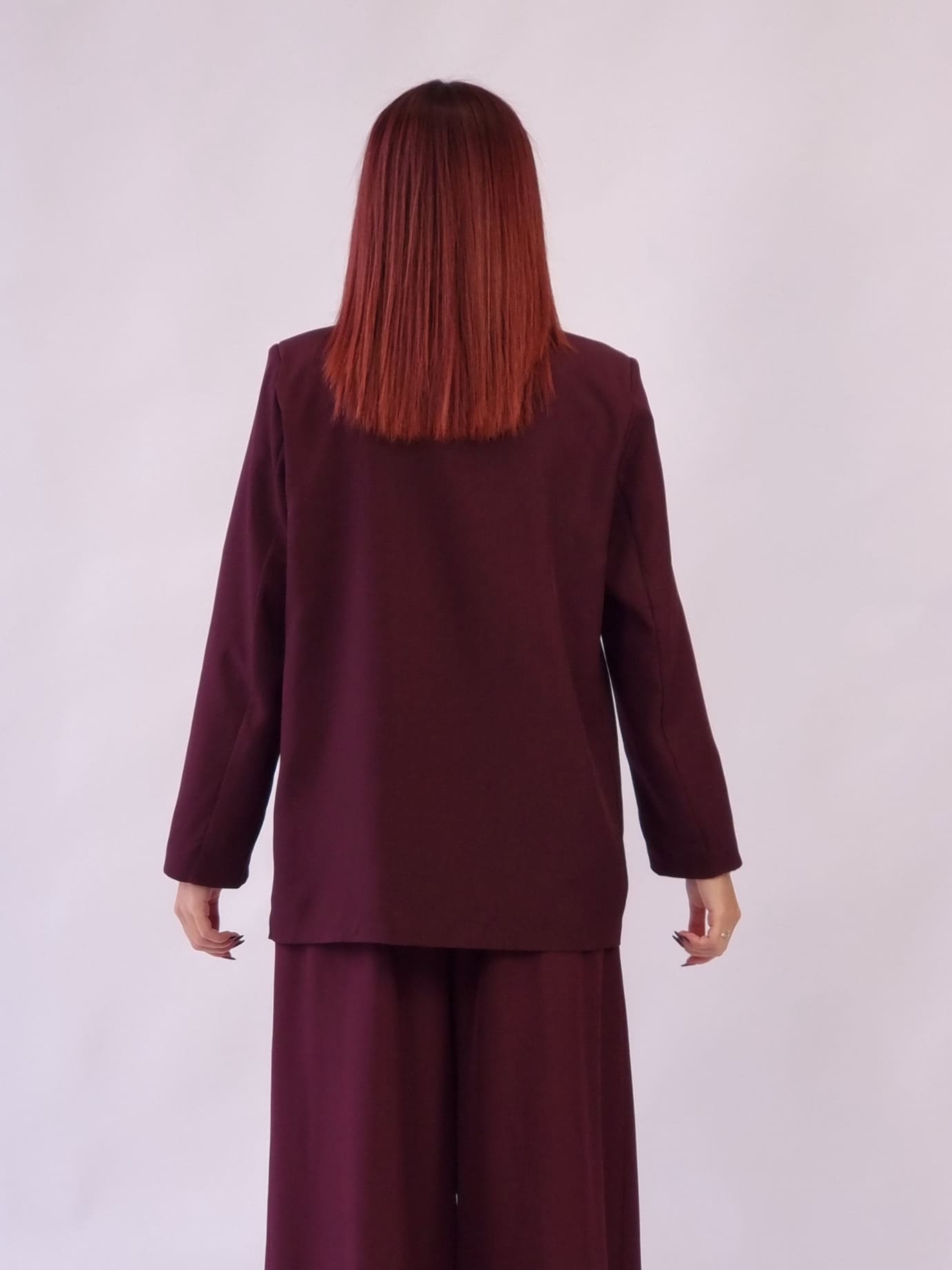 Σακάκι χωρίς Κουμπιά με Βάτες - Βουργουνδί Σακάκι χωρίς Κουμπιά με Βάτες - Βουργουνδί