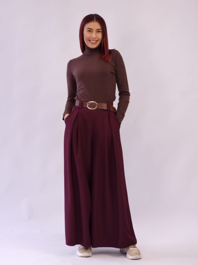 Παντελόνα με Λάστιχο και Ζώνη-Βουργουνδί