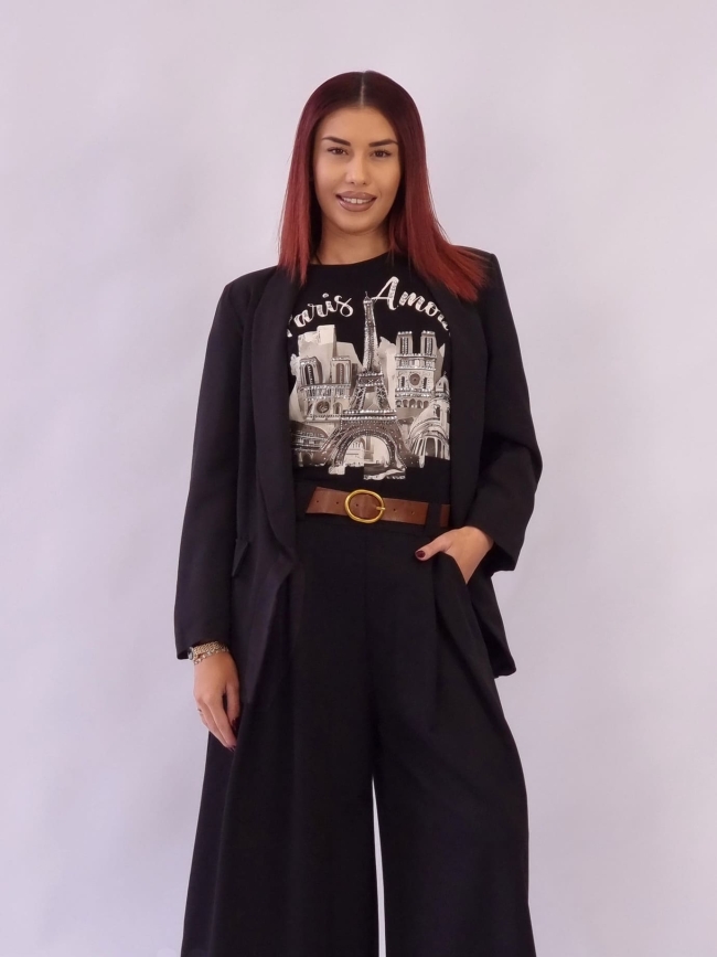 Σακάκι χωρίς Κουμπιά με Βάτες - Μαύρο