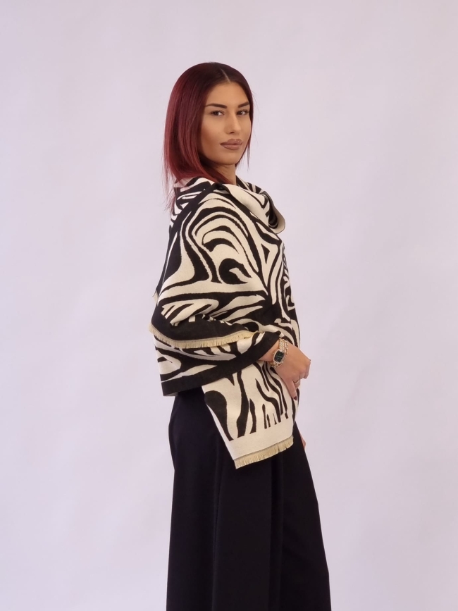 Πασμίνα με κρόσια zevra Εκρού