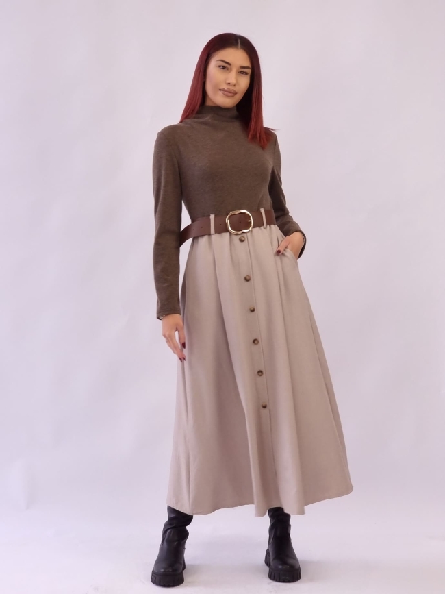 Φόρεμα Πλεκτό Διακοσμητικά Κουμπιά - Μαύρο