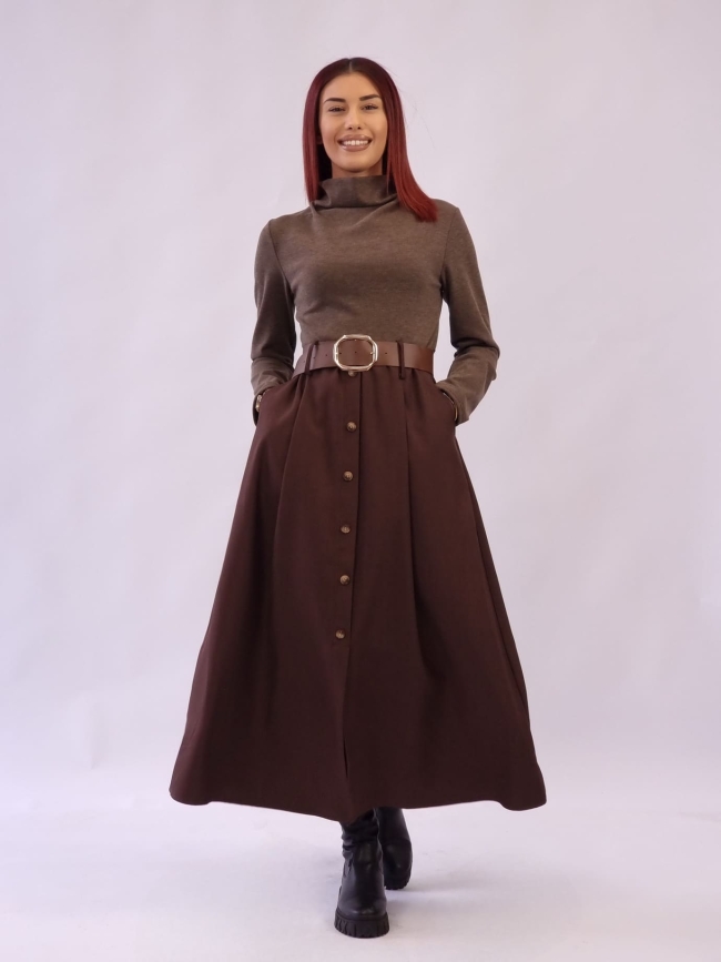 Φόρεμα Πλεκτό Διακοσμητικά Κουμπιά - Μαύρο