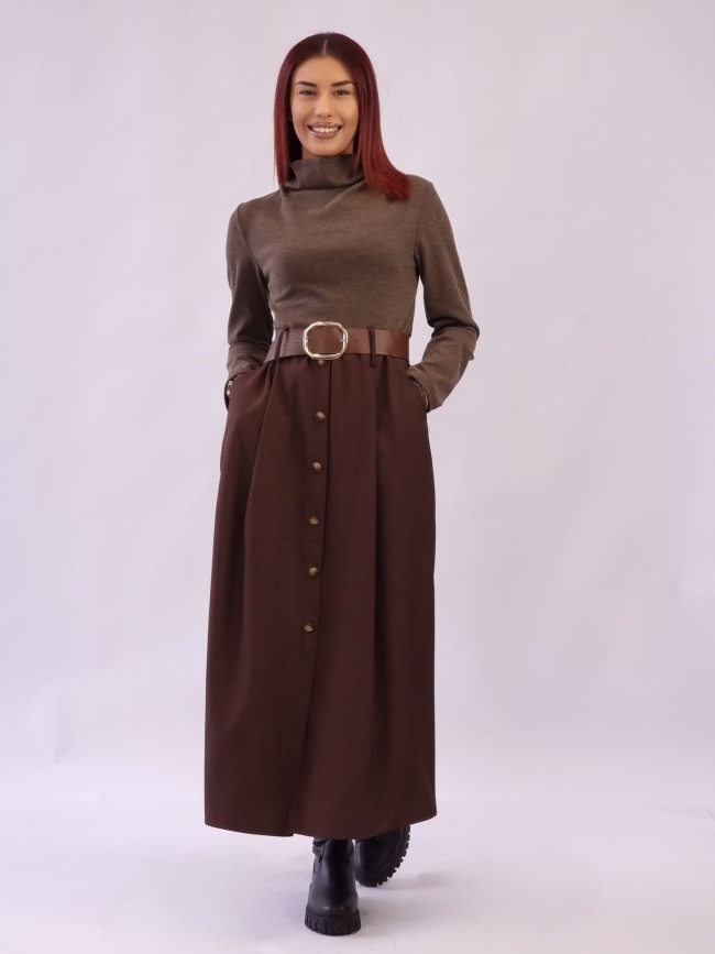 Φόρεμα Πλεκτό Διακοσμητικά Κουμπιά - Μαύρο