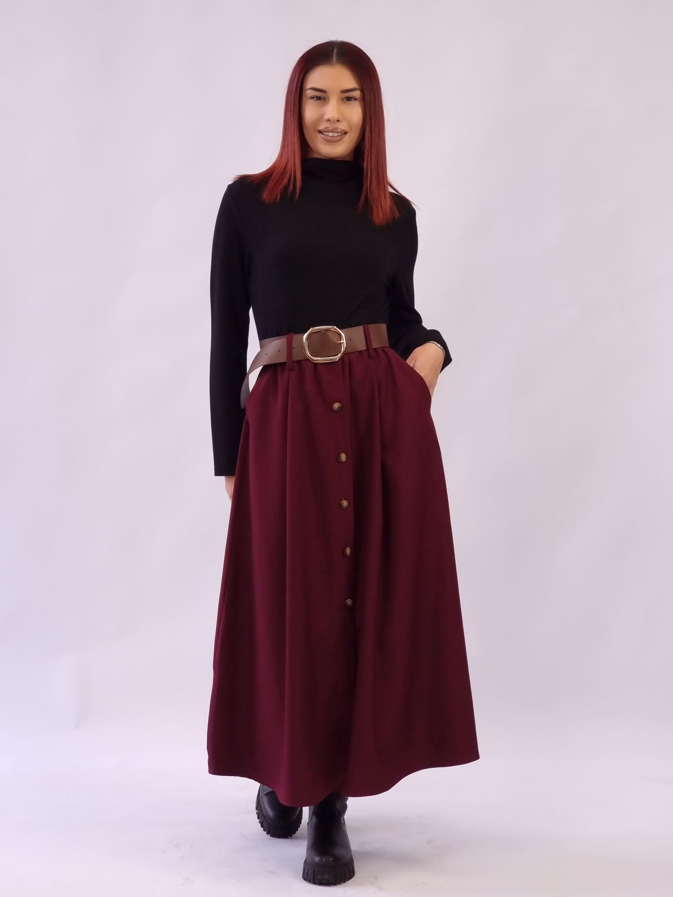 Φόρεμα Πλεκτό Διακοσμητικά Κουμπιά - Μαύρο Φόρεμα Πλεκτό Διακοσμητικά Κουμπιά - Μαύρο