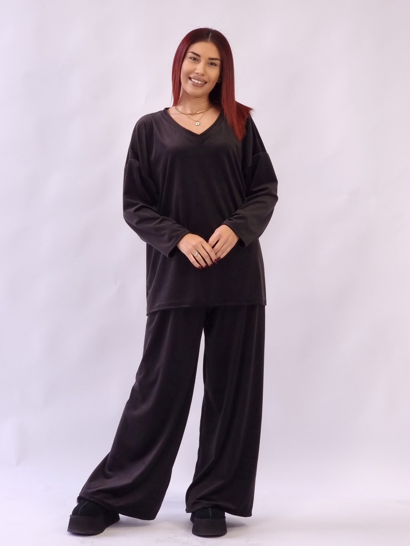 Σετ Velvet Oversized - Μαύρο Σετ Velvet Oversized - Μαύρο