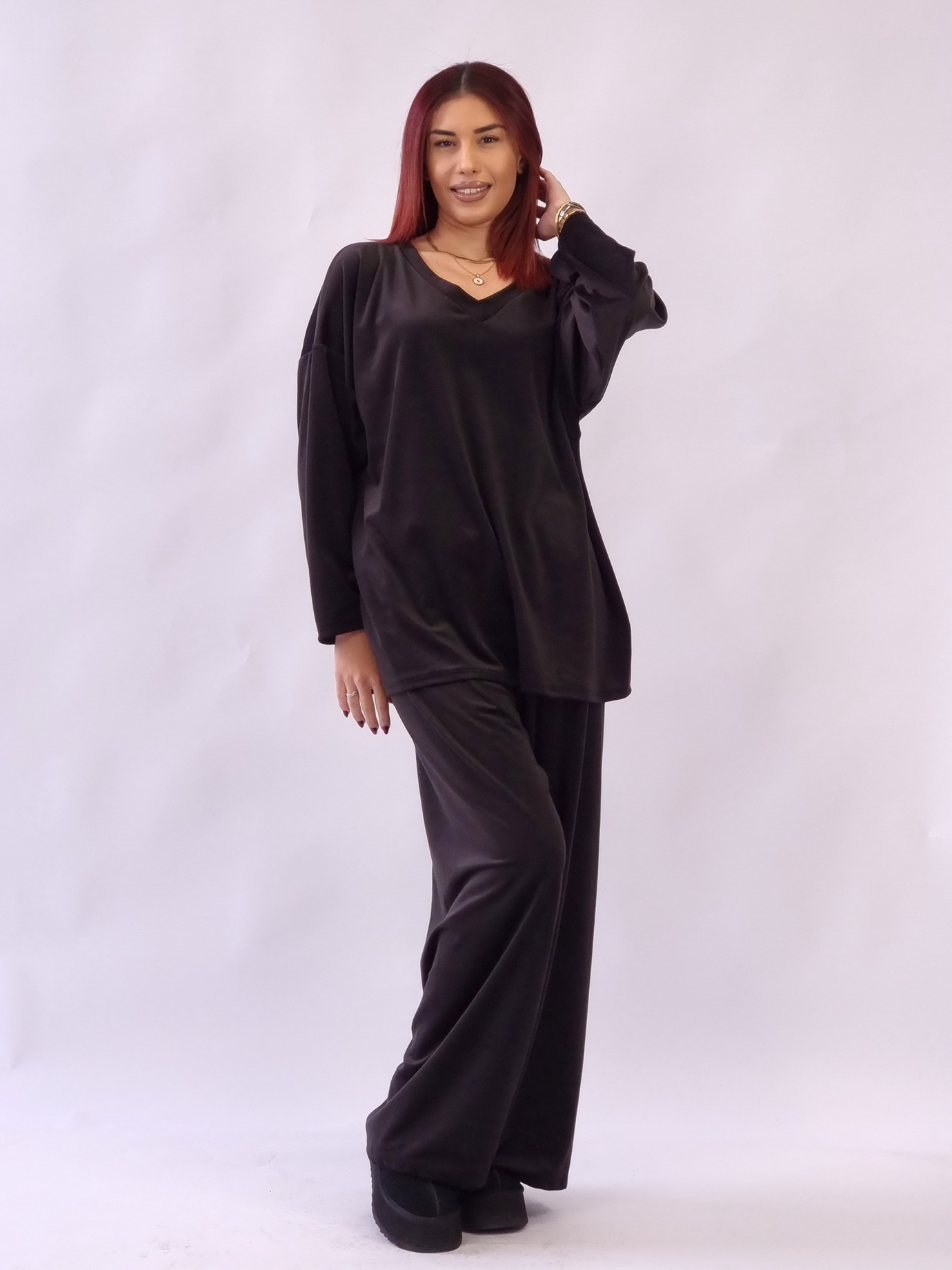 Σετ Velvet Oversized - Μαύρο