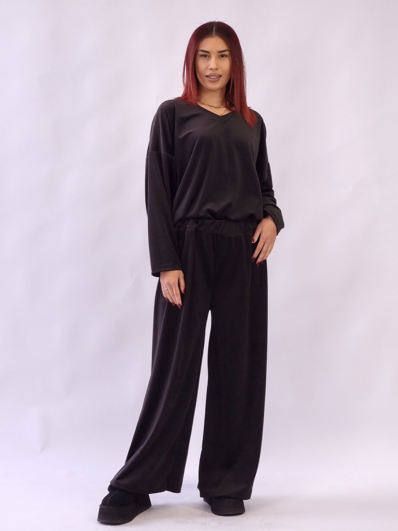 Σετ Velvet Oversized - Μαύρο Σετ Velvet Oversized - Μαύρο