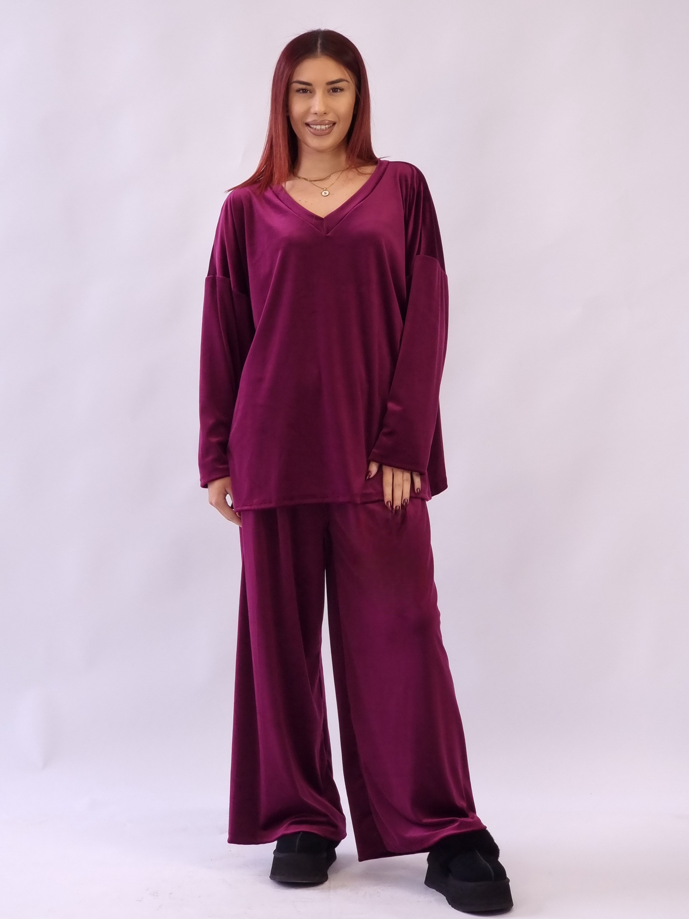 Σετ Velvet Oversized - Ματζέντα