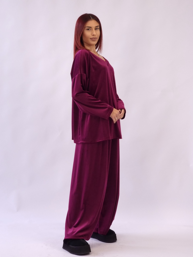 Σετ Velvet Oversized - Ματζέντα