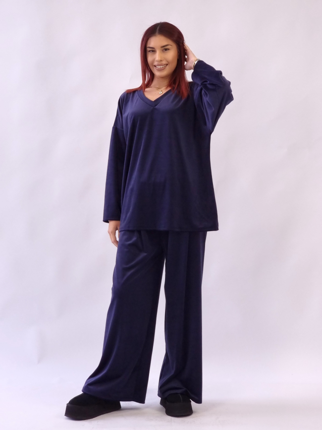 Σετ Velvet Oversized - Μπλέ Σκούρο