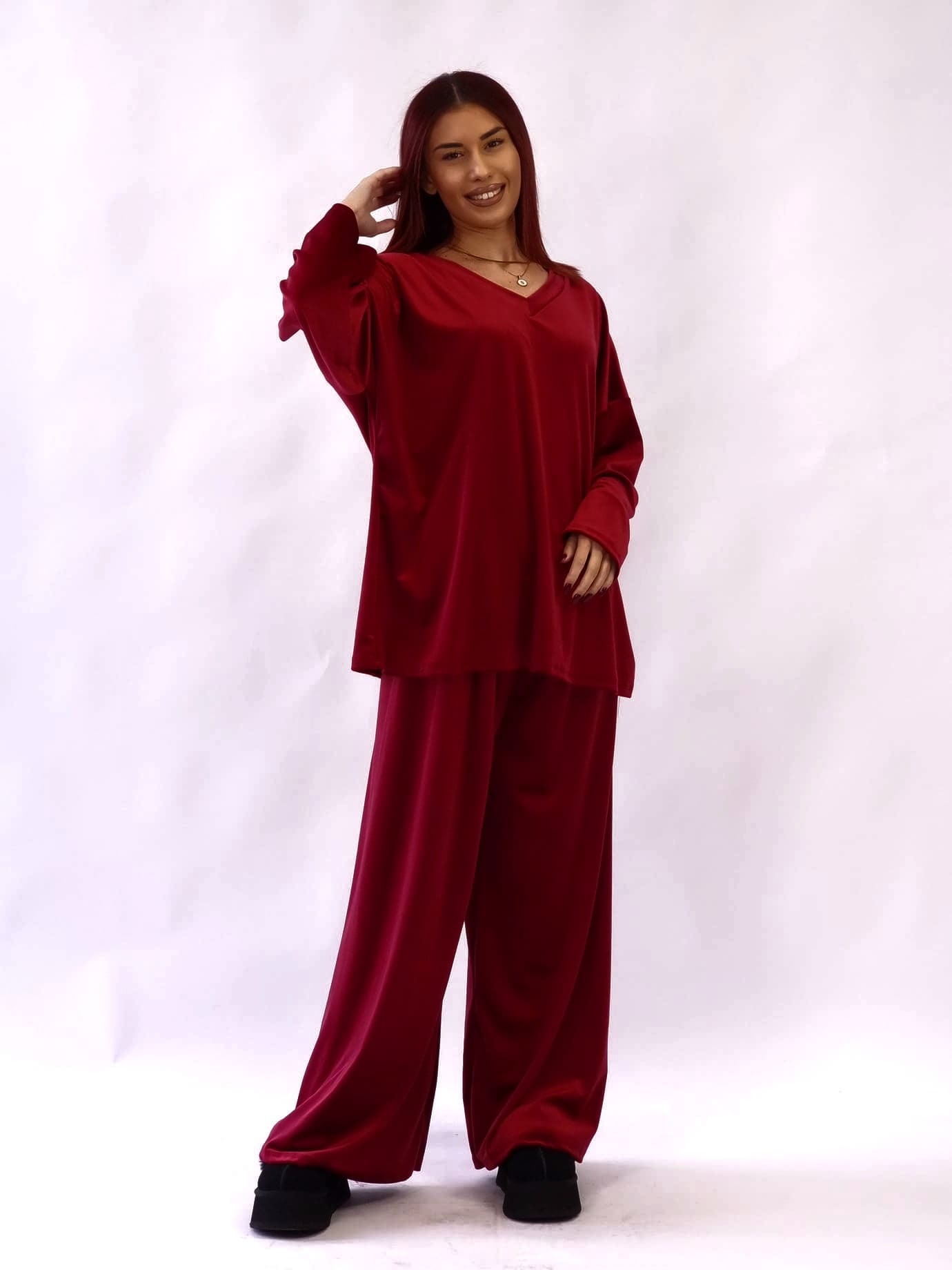 Σετ Velvet Oversized - Μπορντό Σετ Velvet Oversized - Μπορντό