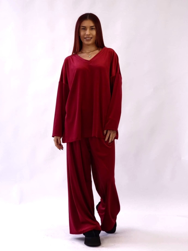 Σετ Velvet Oversized - Μπορντό