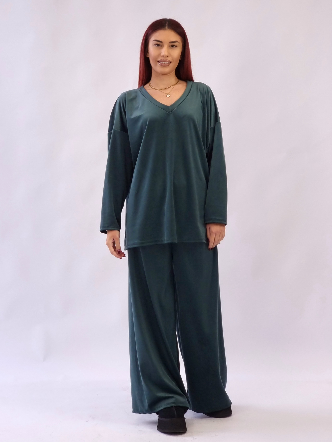 Σετ Velvet Oversized - Κυπαρισσί