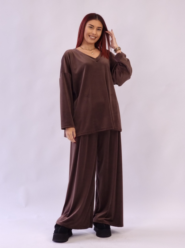 Σετ Velvet Oversized - Σοκολά