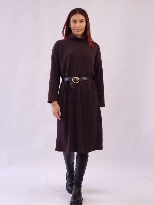 Φόρεμα Πλεκτό με Ζώνη - Μαύρο