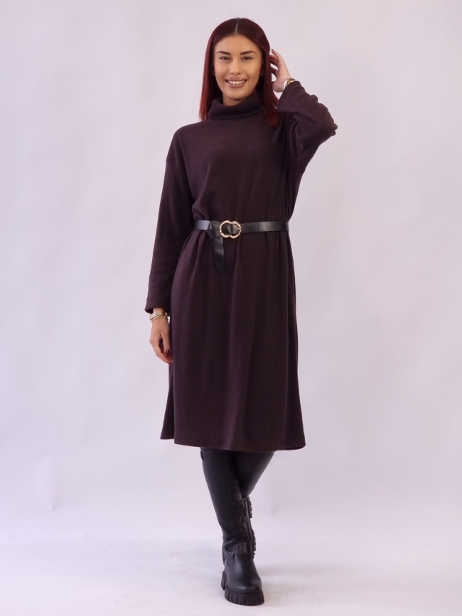 Φόρεμα Πλεκτό με Ζώνη - Μαύρο