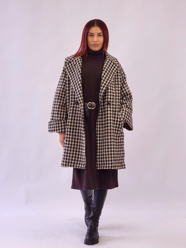 Παλτό πιε ντε πουλ-Μαύρο Μπέζ