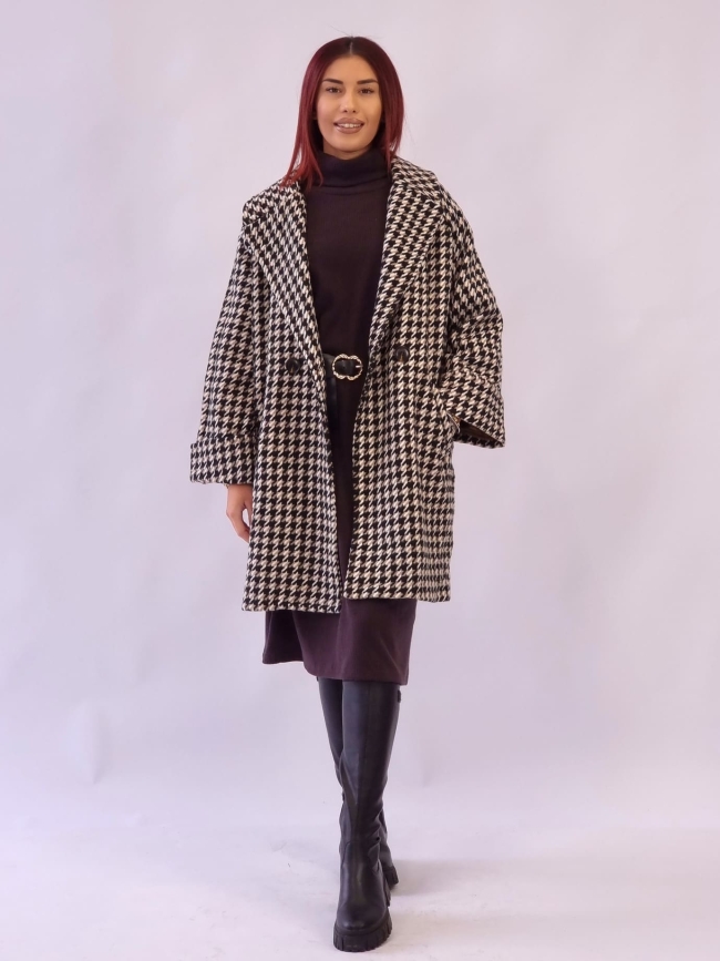 Παλτό πιε ντε πουλ-Μαύρο Μπέζ