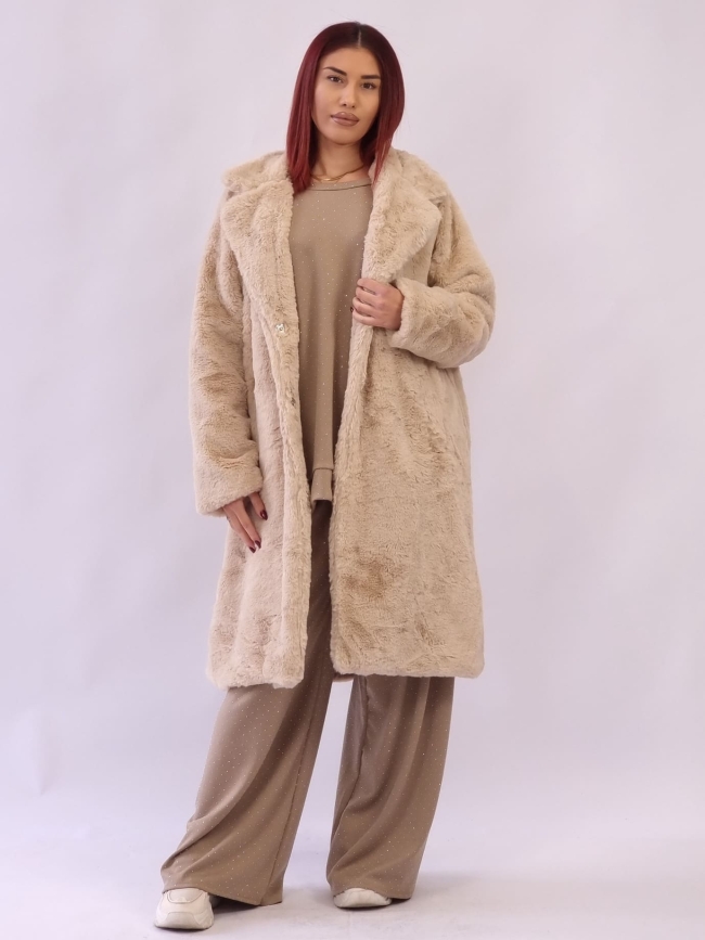 Γούνα Οικολογική με Κλίπ - Ανοικτό Μπέζ