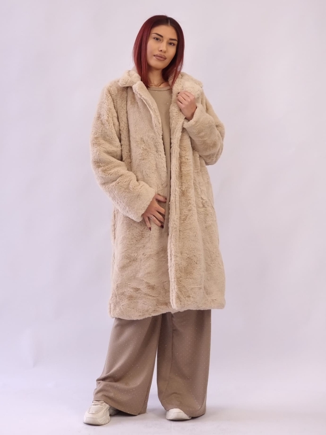 Γούνα Οικολογική με Κλίπ - Ανοικτό Μπέζ