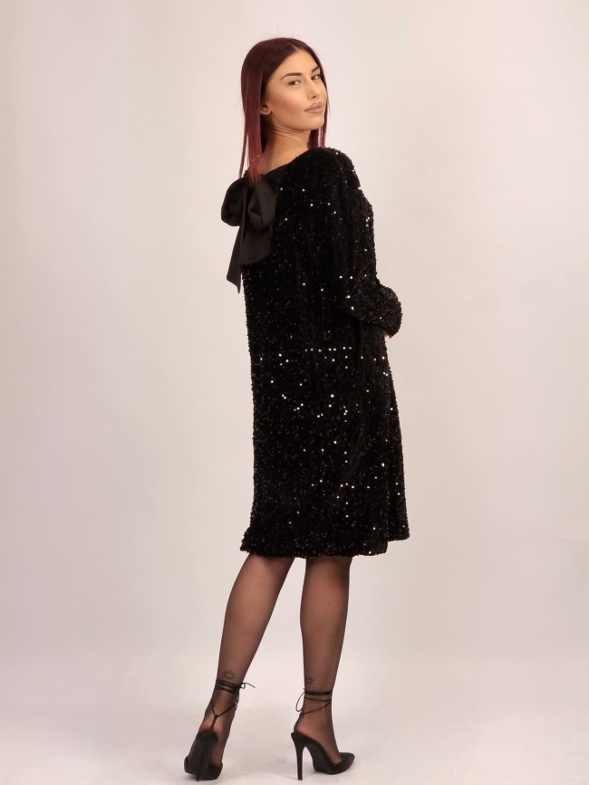 Φόρεμα Μίνι Βελουτέ Παγιέτα -Μαύρο