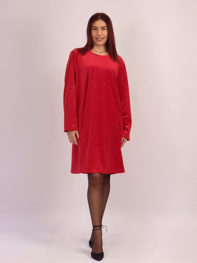 Φόρεμα Velvet με Καθρεφτάκια- Κόκκινο Φόρεμα Velvet με Καθρεφτάκια- Κόκκινο