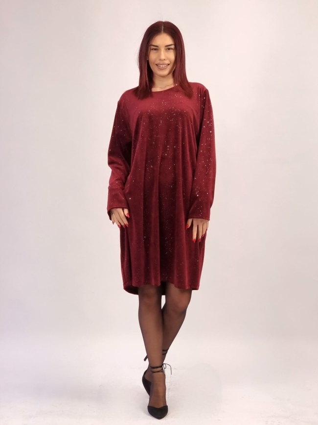 Φόρεμα Velvet με Καθρεφτάκια- Κόκκινο Φόρεμα Velvet με Καθρεφτάκια- Κόκκινο