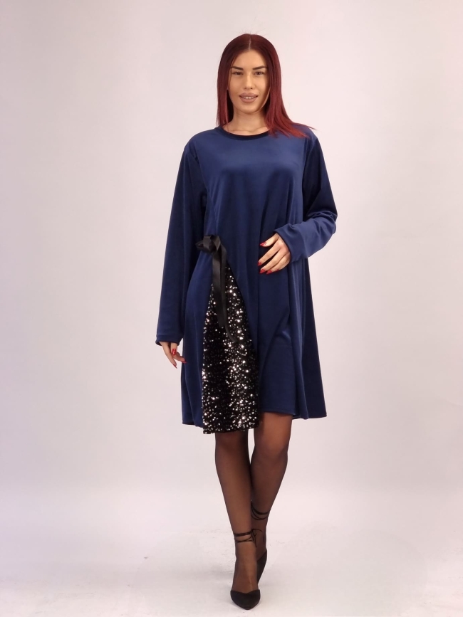 Φόρεμα Velvet με Παγιέτα- Γκρί Φόρεμα Velvet με Παγιέτα- Γκρί