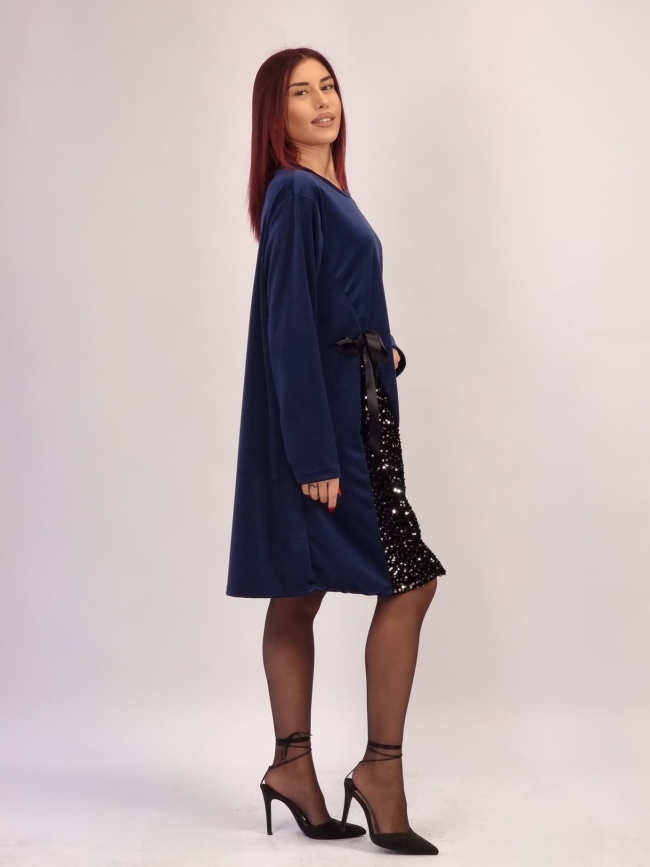 Φόρεμα Velvet με Παγιέτα- Γκρί Φόρεμα Velvet με Παγιέτα- Γκρί