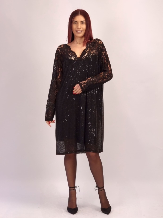 Φόρεμα Δαντέλα Παγιέτα - Μαύρο Φόρεμα Δαντέλα Παγιέτα - Μαύρο