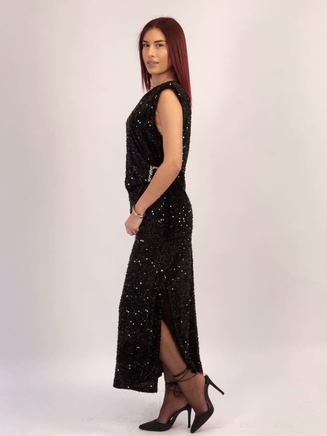 Φόρεμα Βελουτέ Παγιέτα Ασημί- Μαύρο