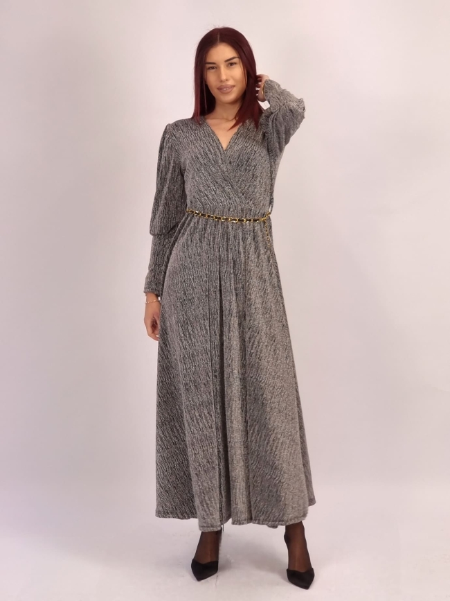 Φόρεμα Μάξι Λούρεξ -Ασημί