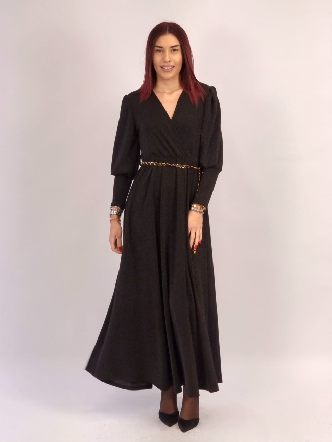 Φόρεμα Μάξι Λούρεξ -Ασημί