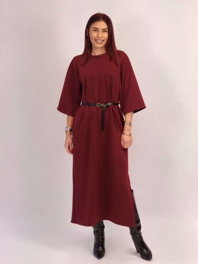 Φόρεμα Ποντοστόφα Με Ζών-Βουργουνδί