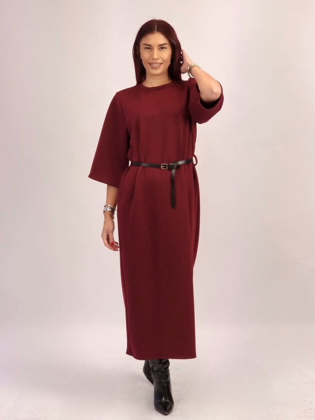 Φόρεμα Ποντοστόφα Με Ζών-Βουργουνδί