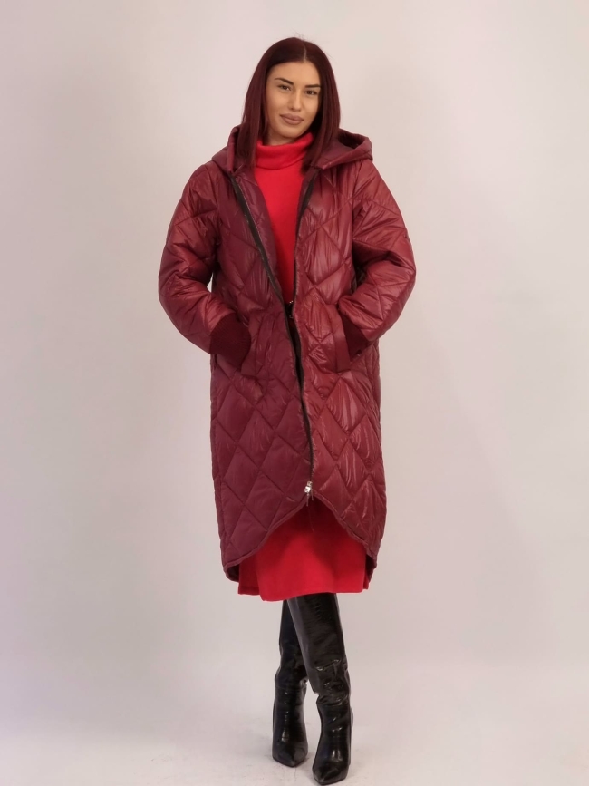 Μπουφάν Καπιτονέ Oversized Με Φερμουάρ - Μπορντό Μπουφάν Καπιτονέ Oversized Με Φερμουάρ - Μπορντό