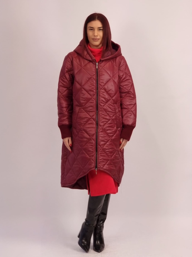 Μπουφάν Καπιτονέ Oversized Με Φερμουάρ - Μπορντό Μπουφάν Καπιτονέ Oversized Με Φερμουάρ - Μπορντό