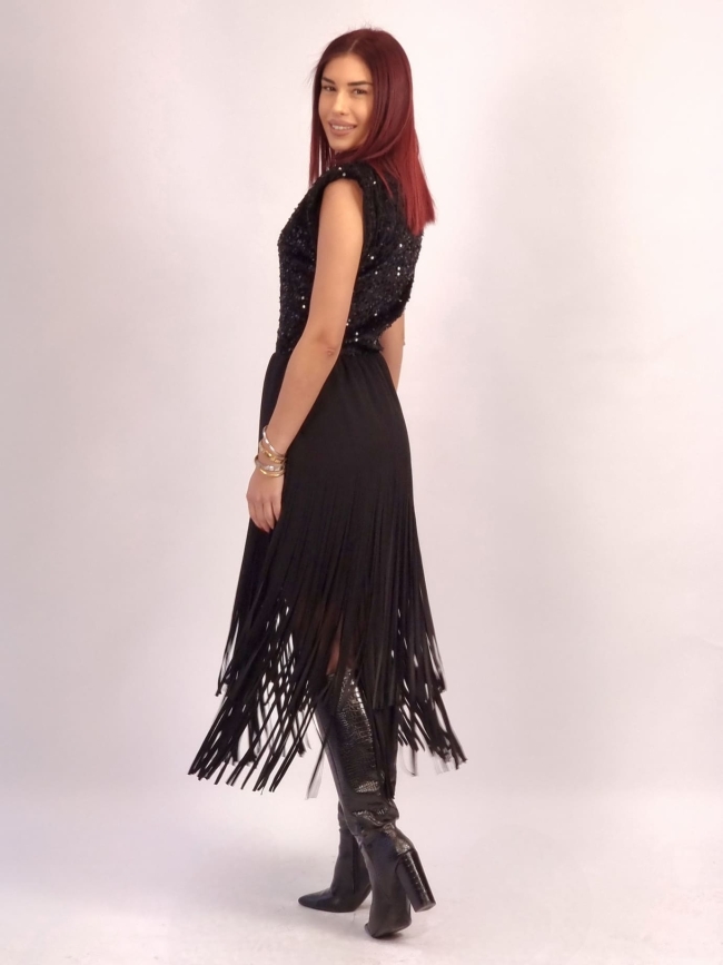 Φούστα Με Λάστιχο Κρόσσια - Μαύρο