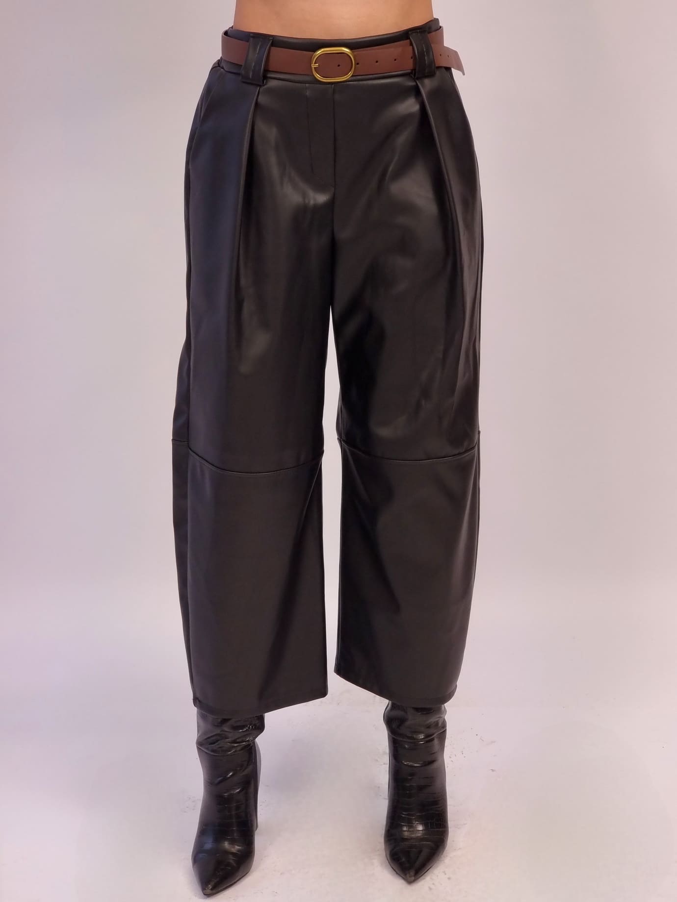 Παντελόνι Δερματίνη Φαρδύ-Μαύρο Παντελόνι Δερματίνη Φαρδύ-Μαύρο