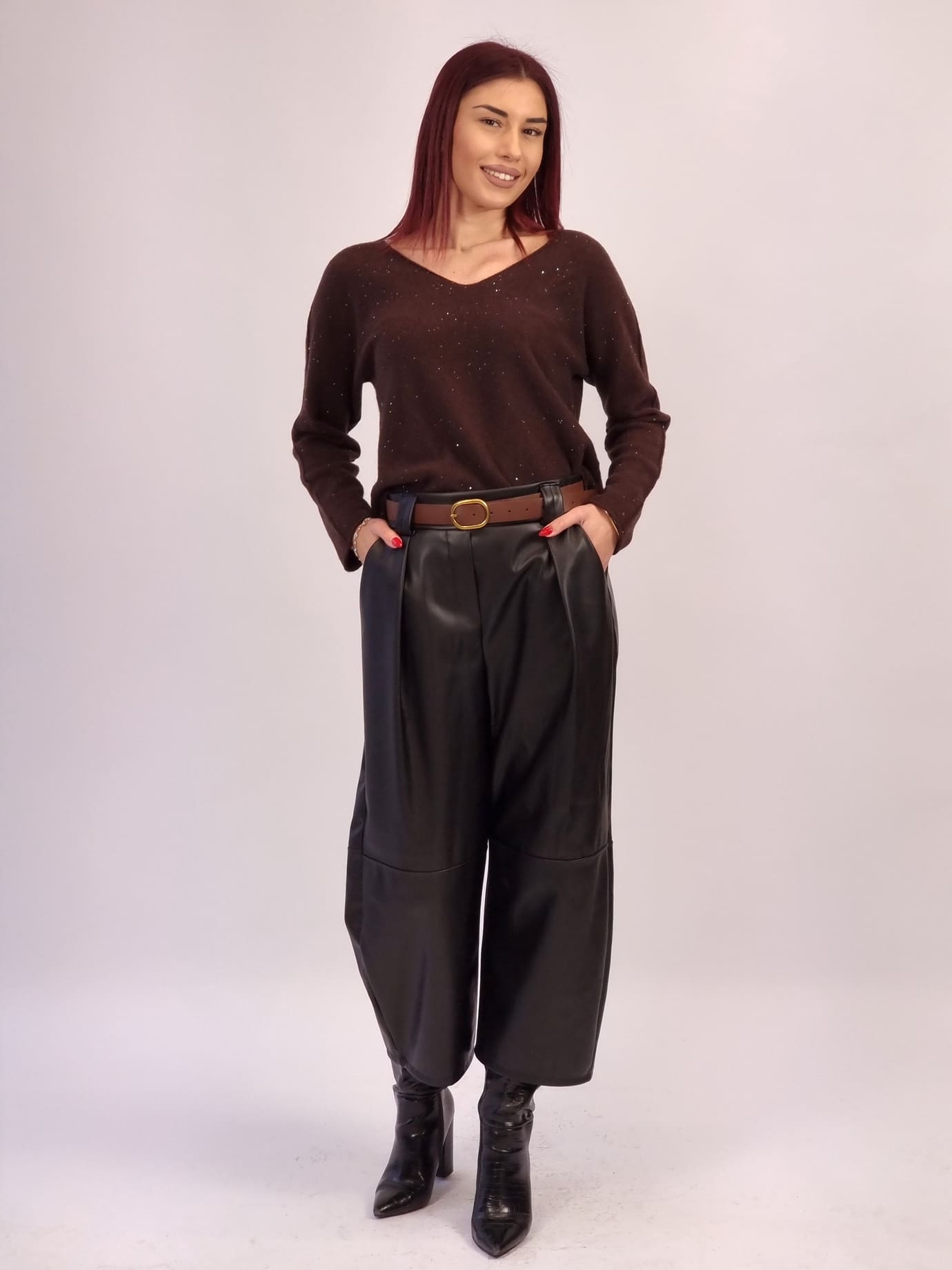 Παντελόνι Δερματίνη Φαρδύ-Μαύρο Παντελόνι Δερματίνη Φαρδύ-Μαύρο