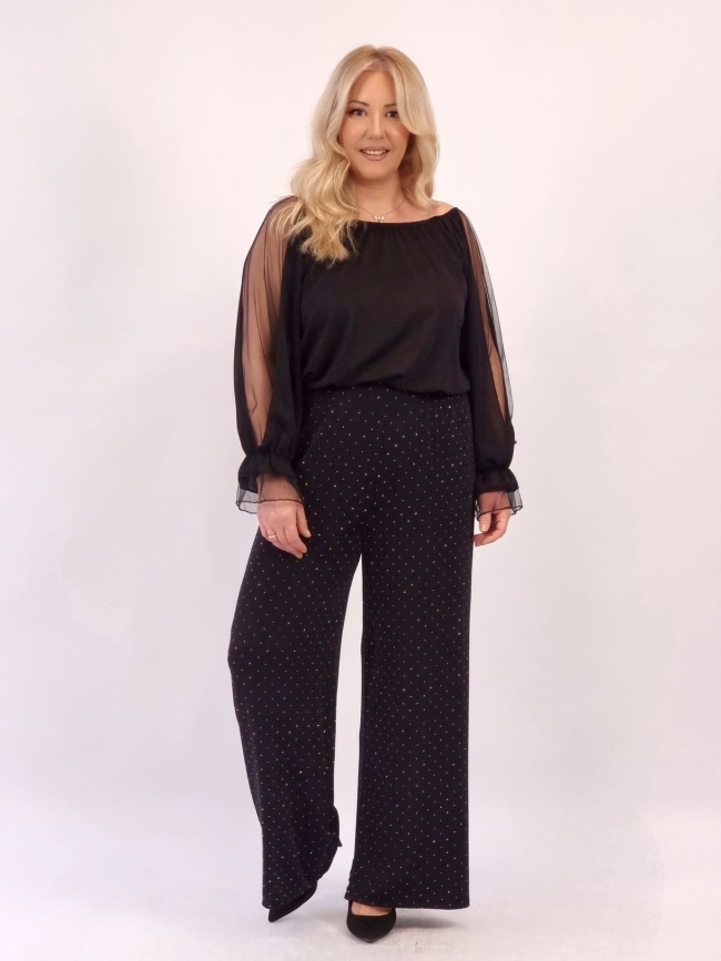 Παντελόνα Λούρεξ Με Στράς-Μαύρο