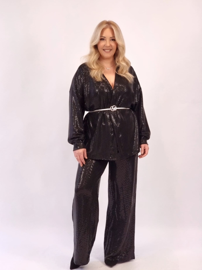 Κιμονό Παγιέτα - Μαύρο Κιμονό Παγιέτα - Μαύρο