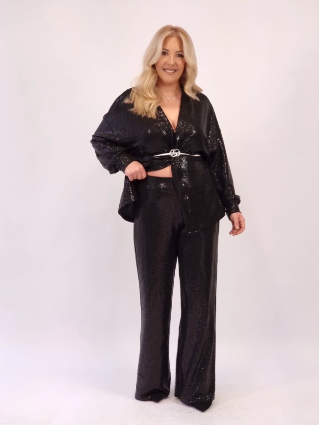 Κιμονό Παγιέτα - Μαύρο Κιμονό Παγιέτα - Μαύρο