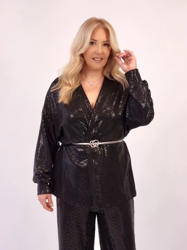 Κιμονό Παγιέτα - Μαύρο