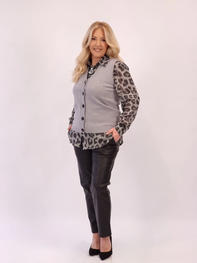 Γιλέκο Πλεκτό -Γκρί