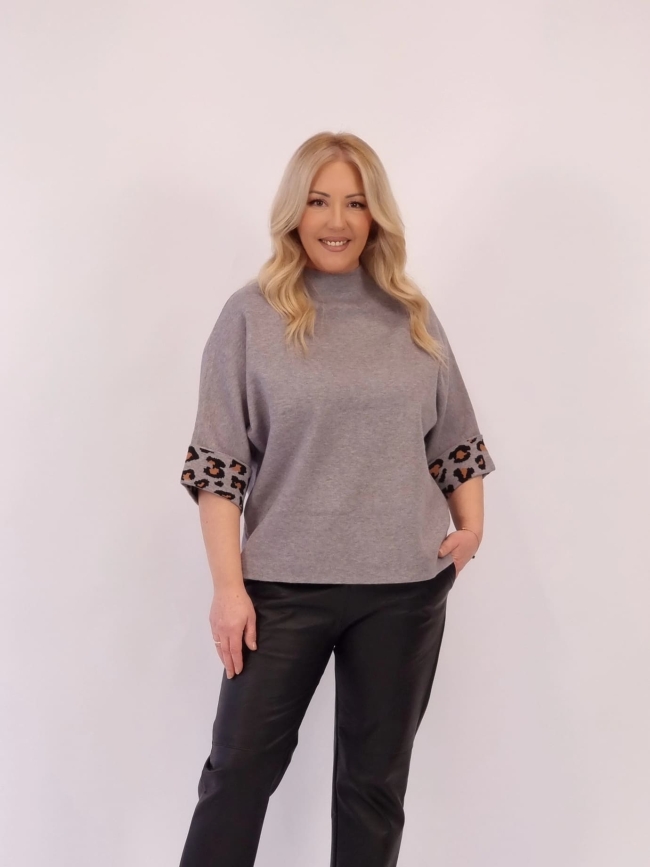 Μπλούζα Πλεκτή Λεπτομέρεια Animal-Μαύρο Μπλούζα Πλεκτή Λεπτομέρεια Animal-Μαύρο