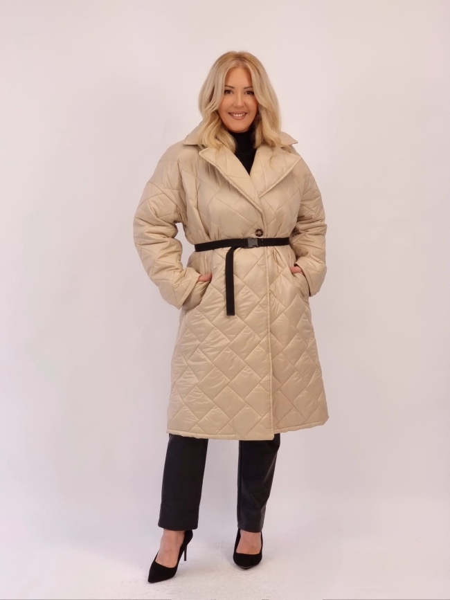 Μπουφάν Καπιτονέ Oversized Με Ζώνη - Μπέζ Μπουφάν Καπιτονέ Oversized Με Ζώνη - Μπέζ