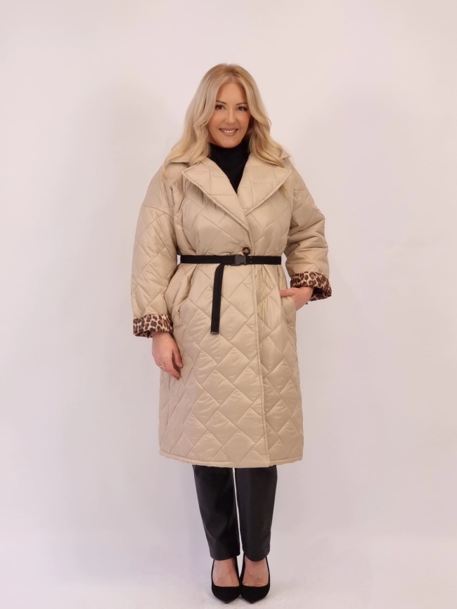 Μπουφάν Καπιτονέ Oversized Με Ζώνη - Μπέζ Μπουφάν Καπιτονέ Oversized Με Ζώνη - Μπέζ