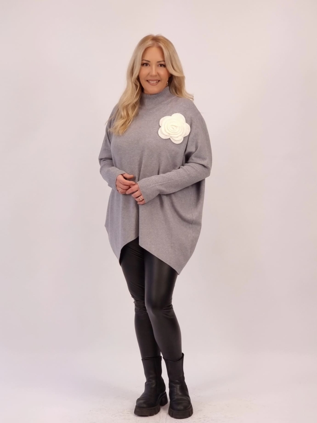 Μπλούζα Πλέκτη Λουλούδι-Μπέζ Μπλούζα Πλέκτη Λουλούδι-Μπέζ