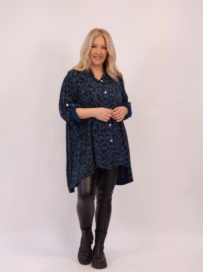 Πουκαμίσα Βισκόζη Animal Print-Καφέ